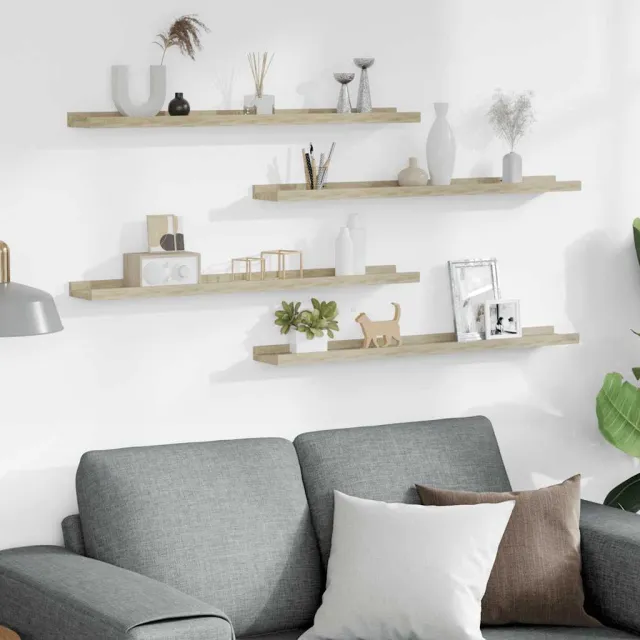 Étagères murales 4 pcs chêne sonoma 80x9x3 cm