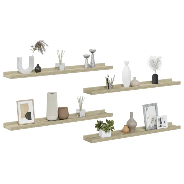 Étagères murales 4 pcs chêne sonoma 80x9x3 cm