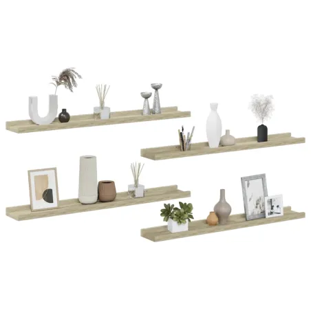 Étagères murales 4 pcs chêne sonoma 80x9x3 cm