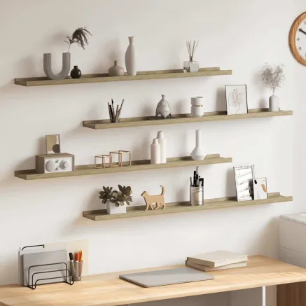Étagères murales 4 pcs chêne sonoma 100x9x3 cm