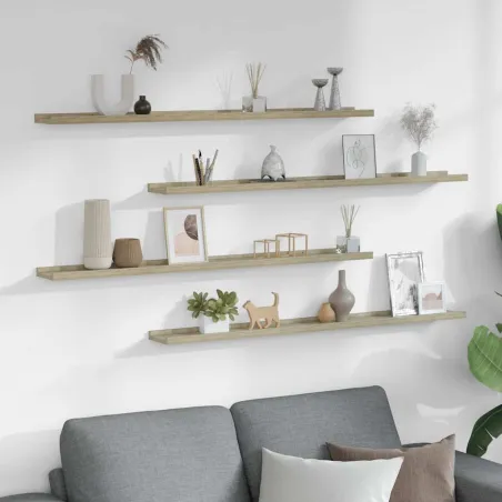 Étagères murales 4 pcs chêne sonoma 100x9x3 cm