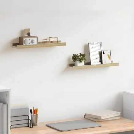 Étagères murales 2 pcs blanc et chêne sonoma 40x9x3 cm