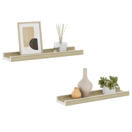Étagères murales 2 pcs blanc et chêne sonoma 40x9x3 cm