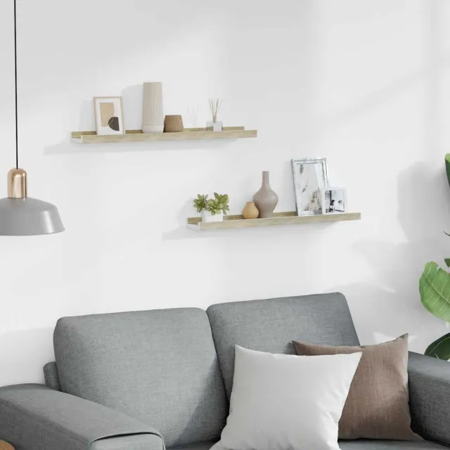 Étagères murales 2 pcs blanc et chêne sonoma 60x9x3 cm