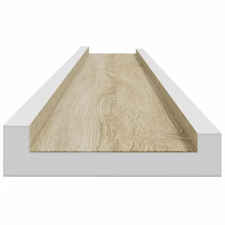 Étagères murales 2 pcs blanc et chêne sonoma 115x9x3 cm