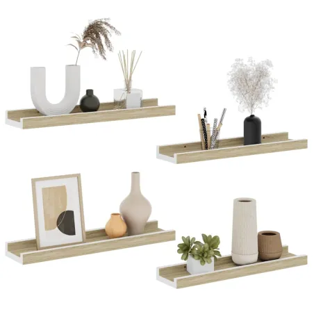 Étagères murales 4 pcs blanc et chêne sonoma 40x9x3 cm