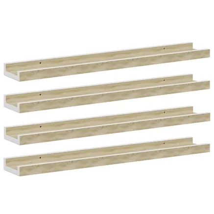 Étagères murales 4 pcs blanc et chêne sonoma 60x9x3 cm 2