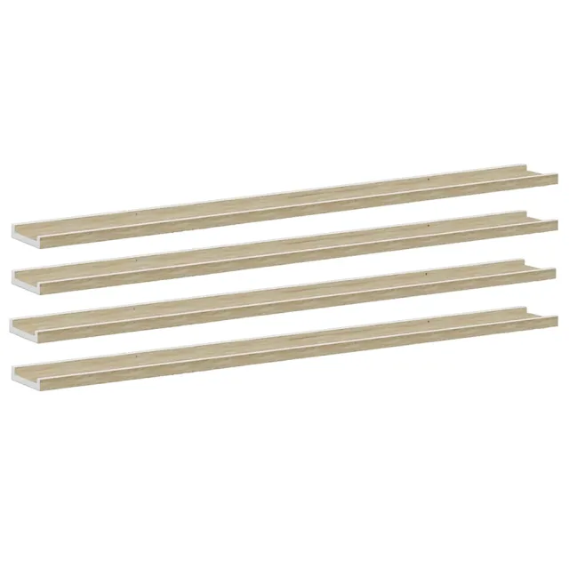 Étagères murales 4 pcs blanc et chêne sonoma 115x9x3 cm
