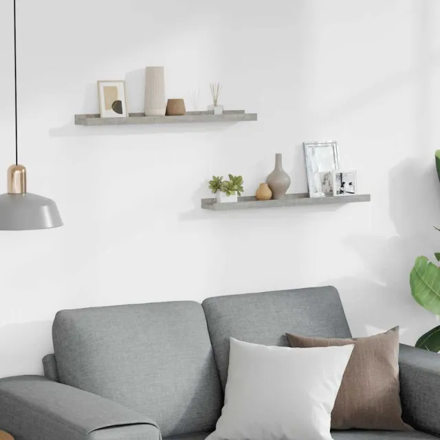 Étagères murales 2 pcs Gris béton 60x9x3 cm