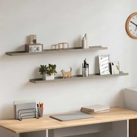 Étagères murales 2 pcs Gris béton 100x9x3 cm