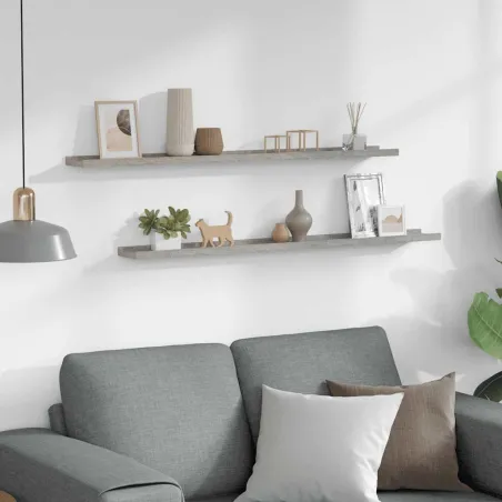 Étagères murales 2 pcs Gris béton 100x9x3 cm