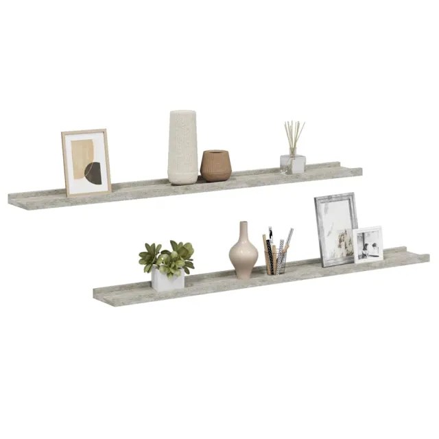 Étagères murales 2 pcs Gris béton 100x9x3 cm