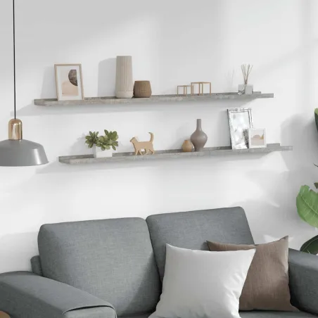 Étagères murales 2 pcs Gris béton 115x9x3 cm