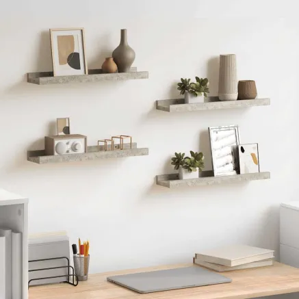 Étagères murales 4 pcs Gris béton 40x9x3 cm