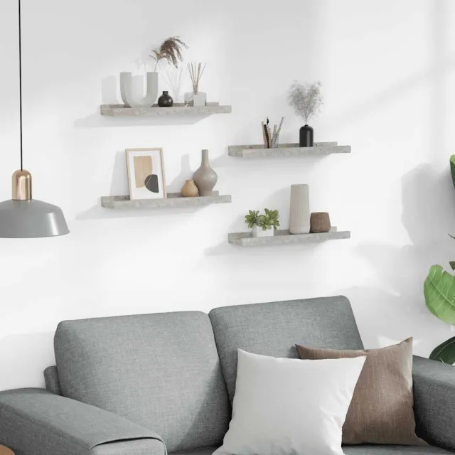 Étagères murales 4 pcs Gris béton 40x9x3 cm