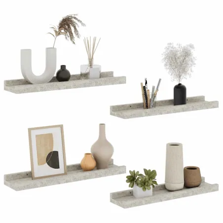 Étagères murales 4 pcs Gris béton 40x9x3 cm