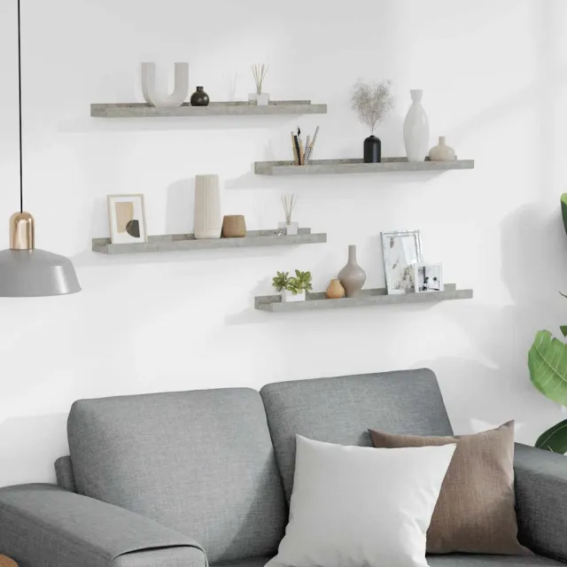 Étagères murales 4 pcs Gris béton 60x9x3 cm