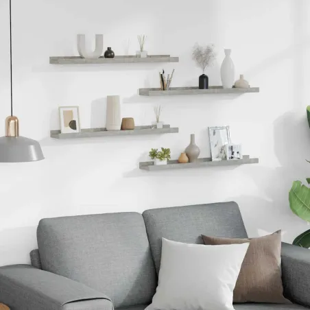 Étagères murales 4 pcs Gris béton 60x9x3 cm