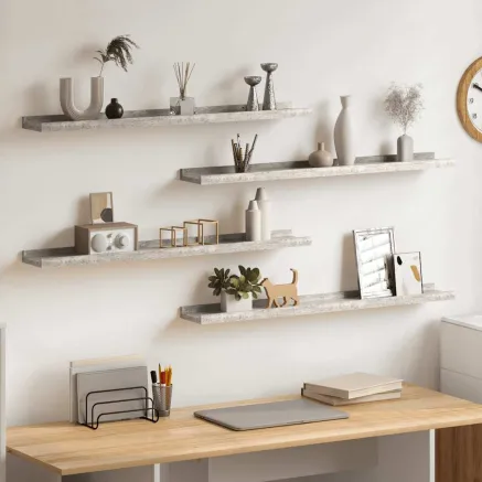 Étagères murales 4 pcs Gris béton 80x9x3 cm