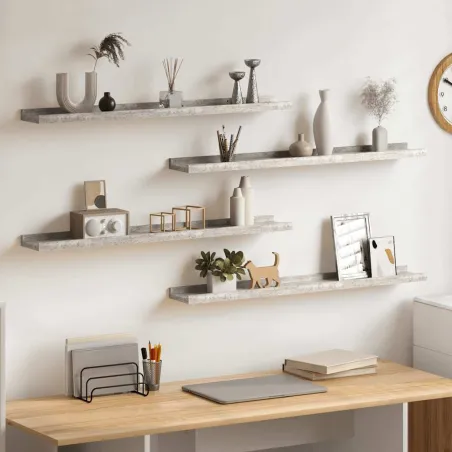 Étagères murales 4 pcs Gris béton 80x9x3 cm