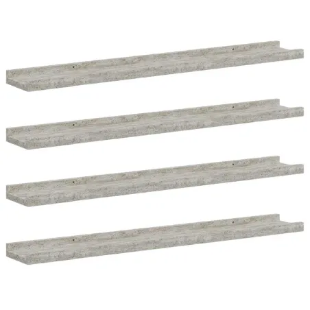 Étagères murales 4 pcs Gris béton 80x9x3 cm