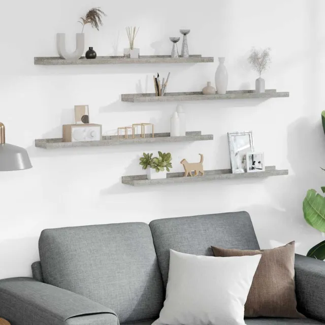 Étagères murales 4 pcs Gris béton 80x9x3 cm