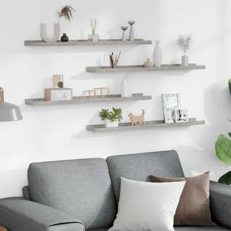 Étagères murales 4 pcs Gris béton 80x9x3 cm