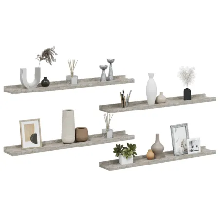 Étagères murales 4 pcs Gris béton 80x9x3 cm