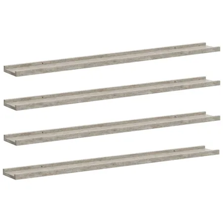 Étagères murales 4 pcs Gris béton 100x9x3 cm