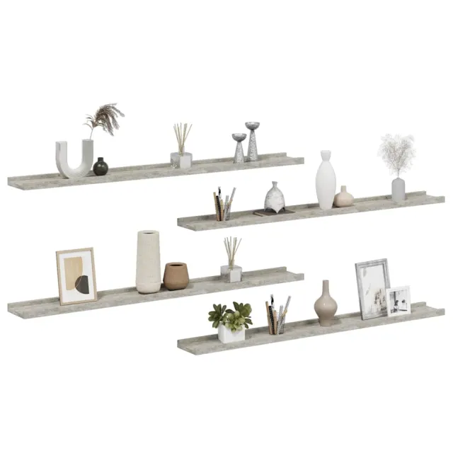 Étagères murales 4 pcs Gris béton 100x9x3 cm