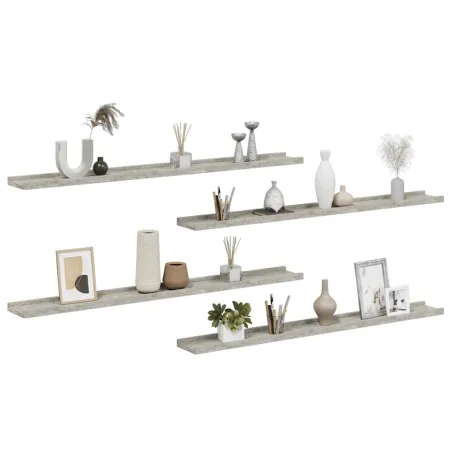 Étagères murales 4 pcs Gris béton 100x9x3 cm