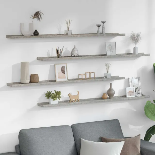 Étagères murales 4 pcs Gris béton 115x9x3 cm