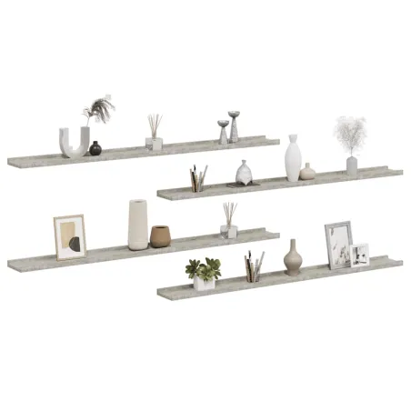 Étagères murales 4 pcs Gris béton 115x9x3 cm