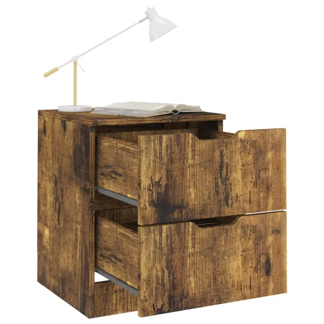 Tables de chevet 2 pcs chêne fumé 40x40x50 cm bois d'ingénierie