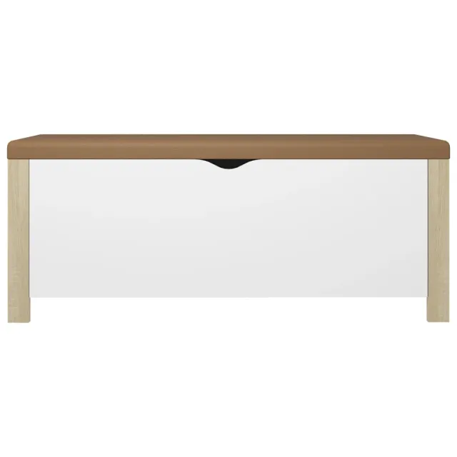 Boîte de rangement et coussin Blanc/chêne 105x40x45cm Aggloméré