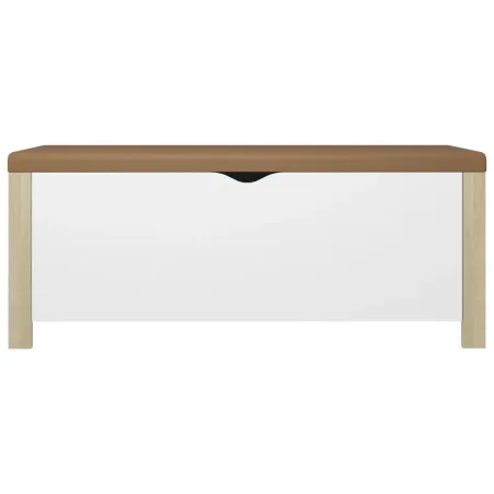 Boîte de rangement et coussin Blanc/chêne 105x40x45cm Aggloméré