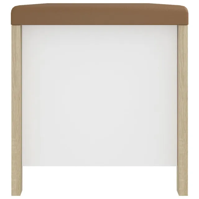 Boîte de rangement et coussin Blanc/chêne 105x40x45cm Aggloméré