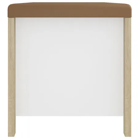 Boîte de rangement et coussin Blanc/chêne 105x40x45cm Aggloméré
