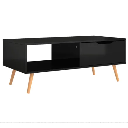 Table basse Noir brillant 100x49,5x43 cm Bois d'ingénierie 2