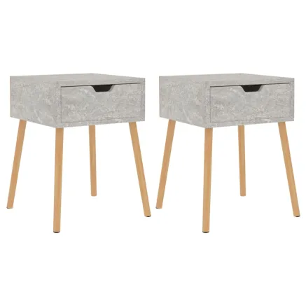 Tables de chevet 2 pcs Gris béton 40x40x56 cm Bois d'ingénierie 2