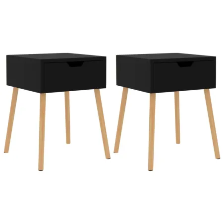 Tables de chevet 2 pcs Noir brillant 40x40x56cm Bois ingénierie