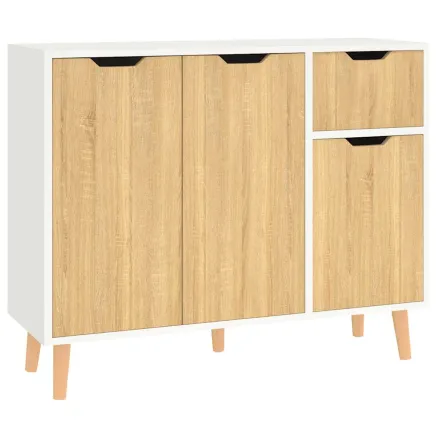 Buffet blanc et chêne sonoma 90x30x72 cm bois d'ingénierie 2