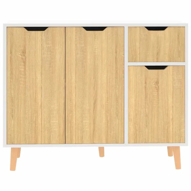 Buffet blanc et chêne sonoma 90x30x72 cm bois d'ingénierie