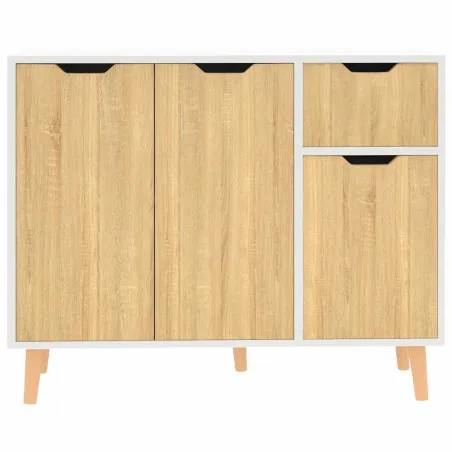 Buffet blanc et chêne sonoma 90x30x72 cm bois d'ingénierie