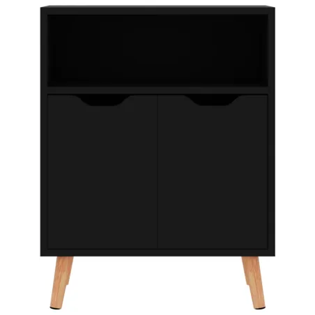Buffet noir brillant 60x30x72 cm bois d'ingénierie