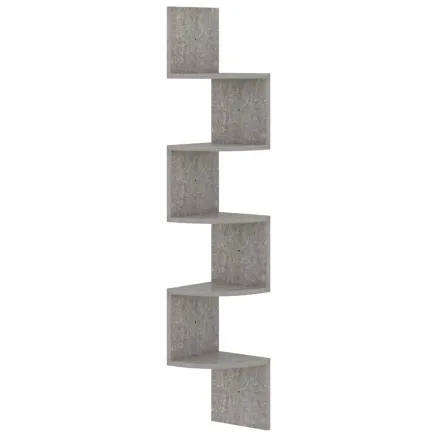 Étagère d'angle murale gris béton 19x19x123cm bois d'ingénierie 2