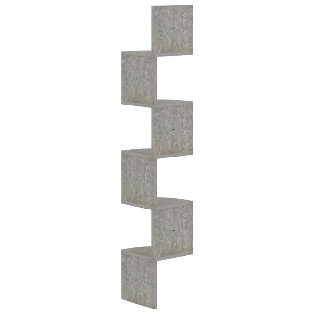 Étagère d'angle murale gris béton 19x19x123cm bois d'ingénierie