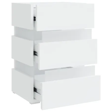 Table de chevet à LED blanc 45x35x67 cm bois d'ingénierie