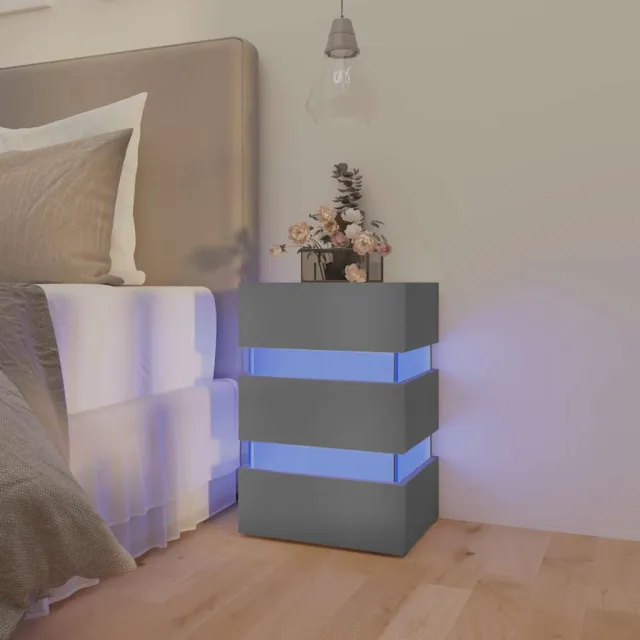 Table de chevet à LED Gris 45x35x67 cm Bois d'ingénierie