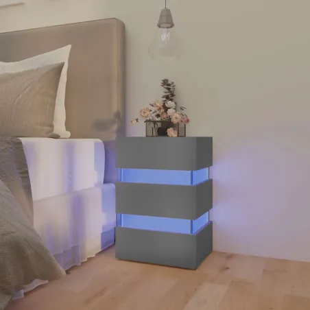 Table de chevet à LED Gris 45x35x67 cm Bois d'ingénierie